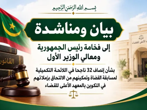 ناجحًا في اللائحة التكميلية لمسابقة القضاة يناشدون رئيس الجمهورية تمكينهم من الالتحاق بالتكوين
